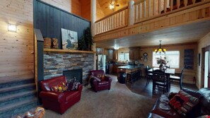 TV, fireplace, DVD player, offices