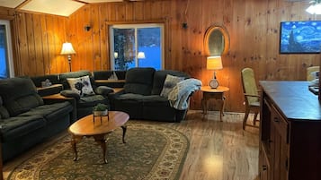 TV, video library, stereo