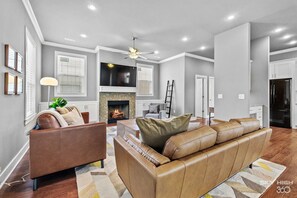 TV, fireplace