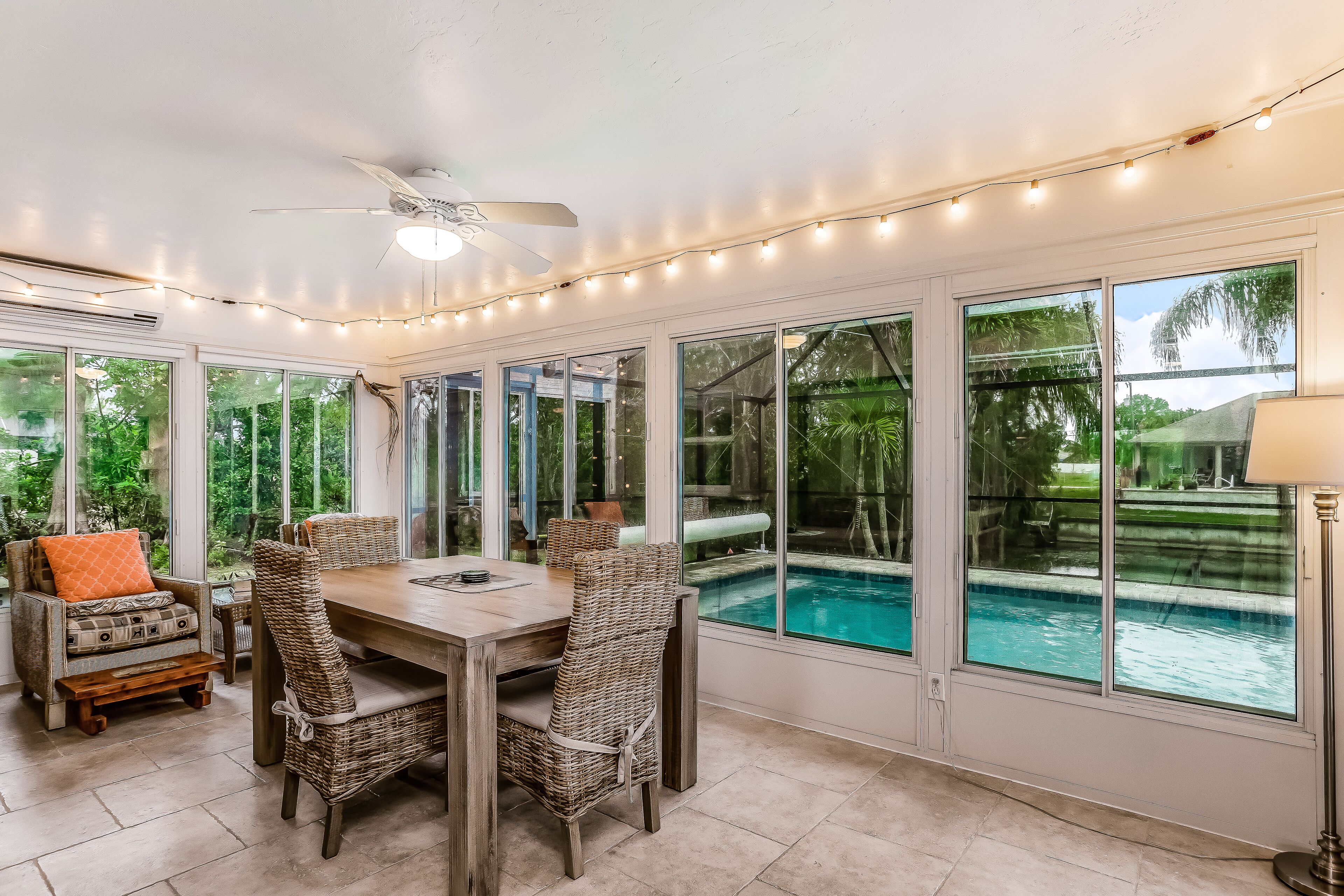 Contemporary canal-front retreat with private pool, dock, kayaks, bikes & AC