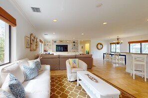 TV, DVD player, stereo