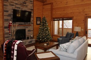 Smart TV, fireplace, video games, foosball