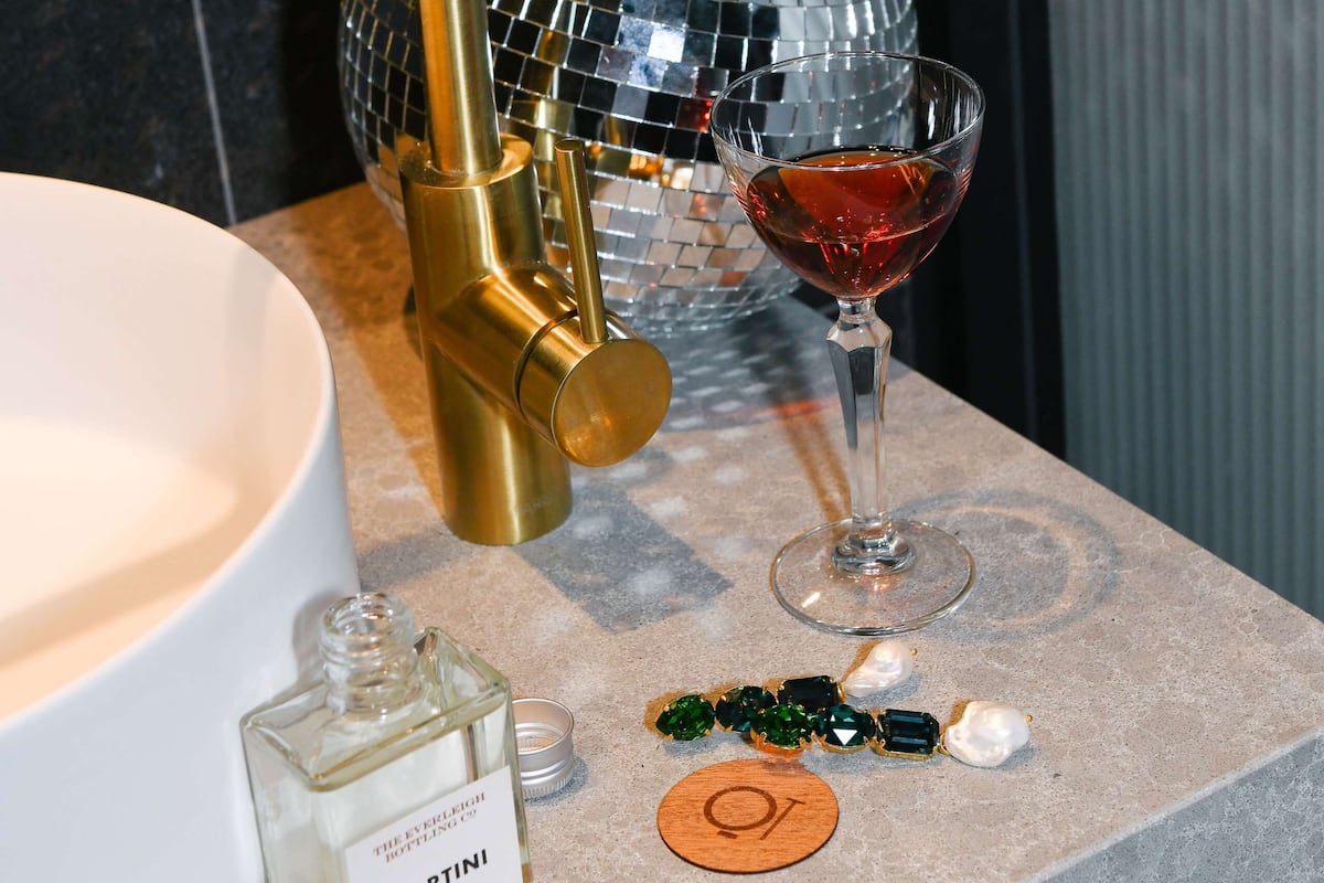 Designer toiletries, hair dryer, bathrobes, towels