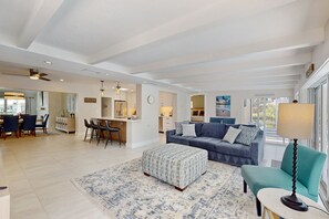 TV, DVD player, stereo