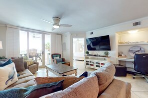 TV, DVD player, books