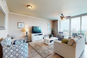 TV, DVD player - Waterfront Gem by Lagoon w/ Pool, Balcony & Gulf Views - Short Walk to Beach (Gulf Shores)