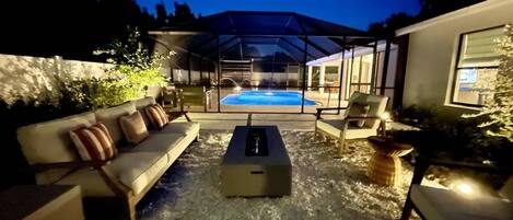 Piscine extérieure, piscine chauffée