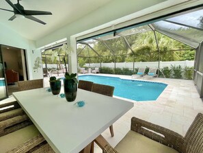 Piscine extérieure, piscine chauffée