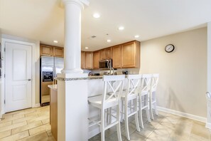 Fridge, microwave, oven, stovetop - Canal-Front Condo 3 Blocks from Beach w/Private Balcony & Shared Outdoor Pool (Ocean City)