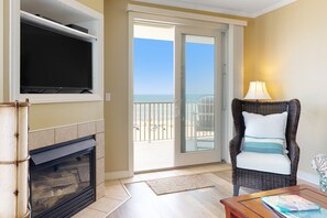 TV, DVD player - Open & Well-Appointed Condo in Oceanfront Building w/Shared Pool, Hot Tub + WiFi (Ocean City)