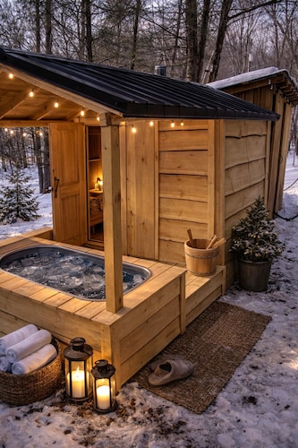 BLVE Cabin w/ Hot Tub,Sauna,Cold Plunge,Game Room Near Bushkill Falls & Shawnee