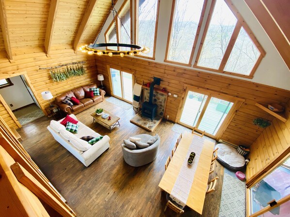 Smart TV, fireplace, video games, DVD player