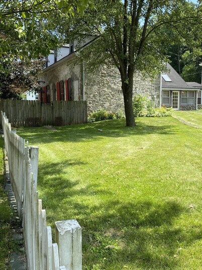Historic stone farmhouse with rail trail and river access