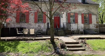 Historic stone farmhouse with rail trail and river access