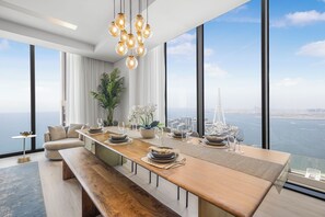 奢華頂層客房, 4 間臥室, 非吸煙房, 海景 | 飯廳