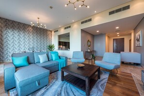 Luxury Apartment, 2 Bedrooms, Non Smoking, Sea View | Living room - EDEN'S Homes & Villas - Dream Palm Residences (Dubai)