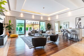 Luxury Penthouse, 4 Bedrooms, Non Smoking, Private Pool | Living area | 52-inch Smart TV with cable channels, TV - EDEN'S Homes & Villas - Dream Palm Residences (Dubai)