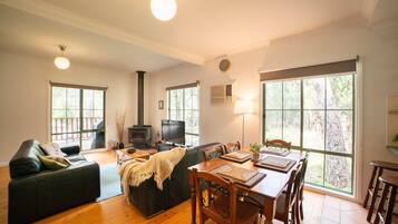 Televisor de pantalla plana, llar de foc i serveis de streaming