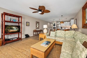 Smart TV, DVD player, books, stereo