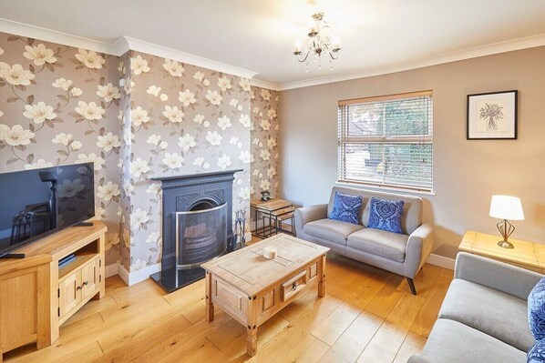 تلفزيون، مدفأة، كُتُب