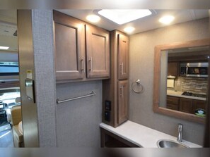 Fridge, microwave, stovetop, toaster