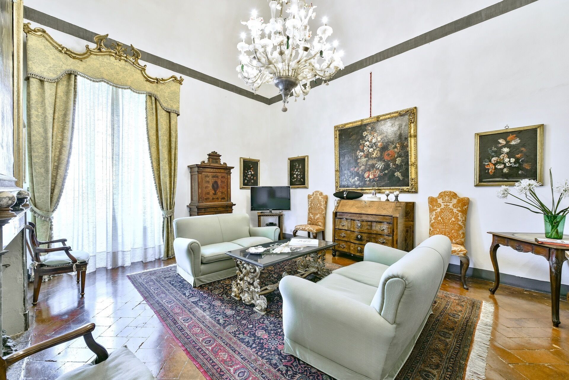 TV, foosball, books, offices