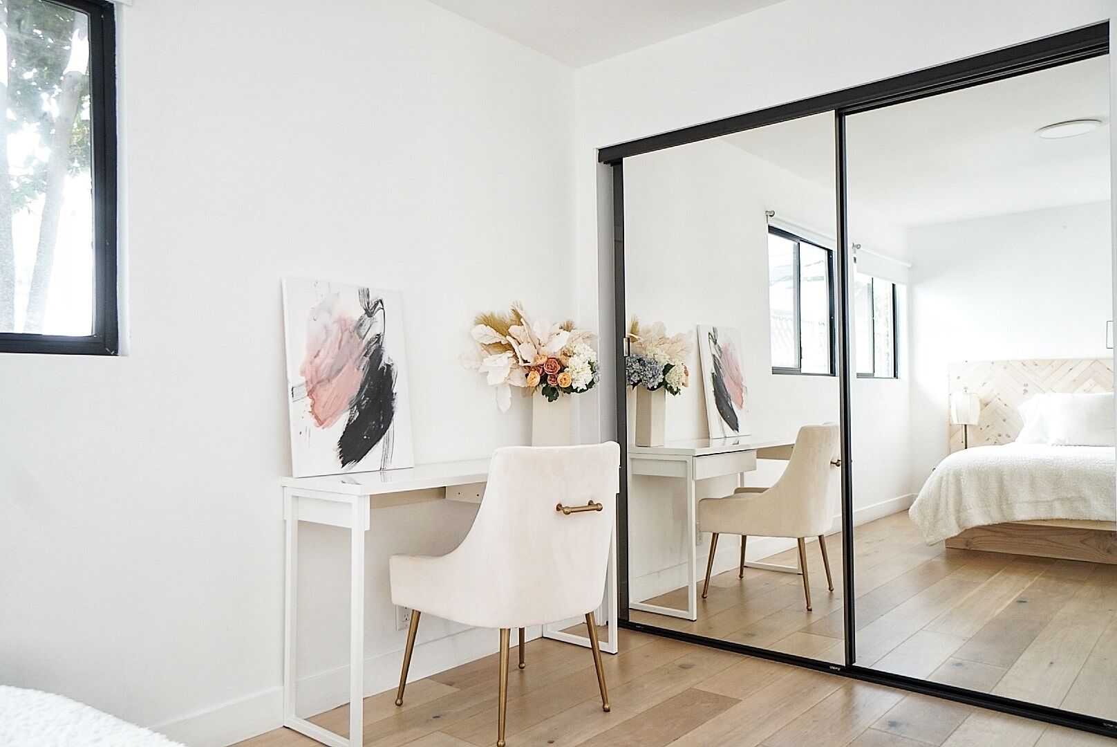 Dedicated workspace/vanity in master bedroom