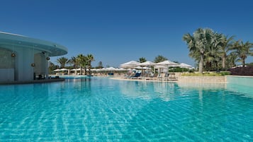 Indoor pool, 3 outdoor pools, open 9:00 AM to 6:30 PM, sun loungers