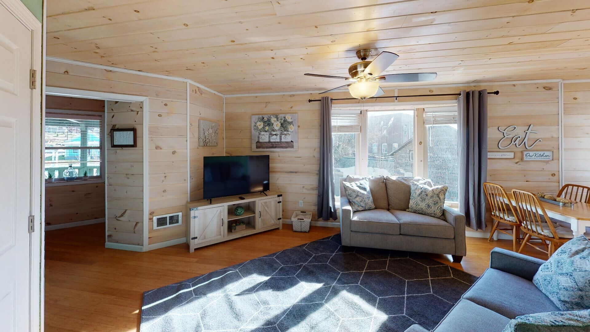 Smart TV, DVD player, books, video library