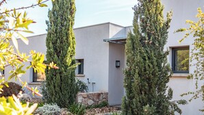 Un edificio moderno con un camino de piedra que lleva a la entrada.