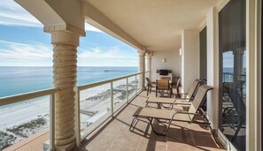 Outdoor dining - BC-1204 3B Gulf Front Beauty w/Indoor daily Beach Chairs! (Pensacola Beach)