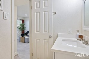 Eco-friendly toiletries, hair dryer, towels, soap