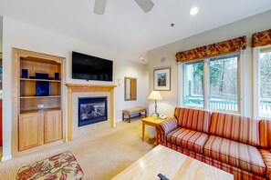 Televisor, llar de foc i reproductor de DVD