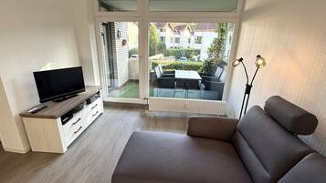 TV, DVD player, stereo