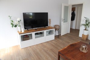 TV, DVD player, stereo