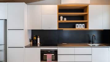 Luxury Chalet | Private kitchen | Full-size fridge, microwave, oven, stovetop