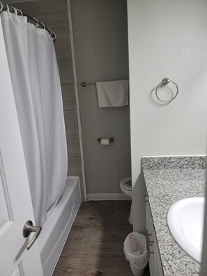 Bathtub, hair dryer, towels - Lovely and Spacious one bedroom rental (Houston)