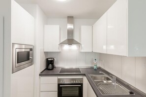 Fridge, microwave, oven, dishwasher