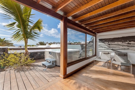 Terrace/patio. VillaSal House with Partial Sea Views, Pool, Wi-Fi, Garden & Terrace