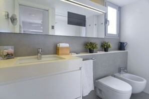 Bañera, secador de pelo y toallas
