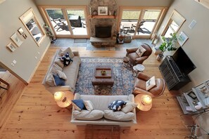 TV, fireplace, video games, DVD player