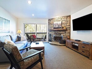 TV, fireplace, offices