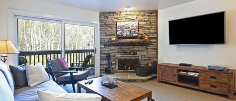 TV, fireplace, offices