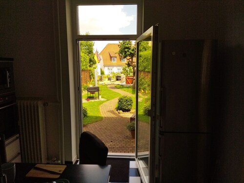 Apartment with fireplace, terrace and beach area