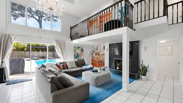 Smart TV, fireplace, foosball, table tennis