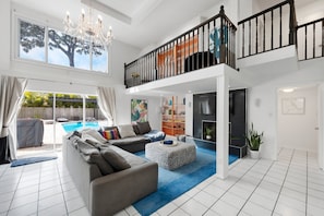 Smart TV, fireplace, foosball, table tennis