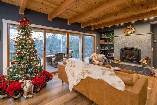 Smart TV, chimenea, reproductor de DVD y tenis de mesa