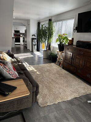 Smart TV, chimenea, tenis de mesa y estéreo 