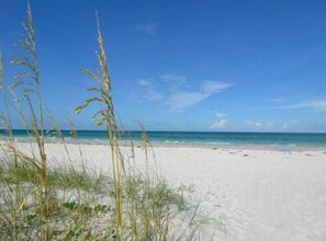 Beach nearby, sun loungers, beach towels