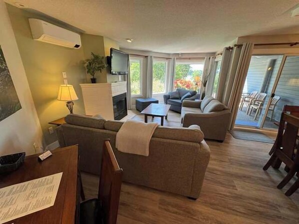 TV, fireplace, offices